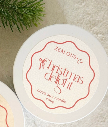 Zealous & Co Christmas Delight Candle - 200g tin