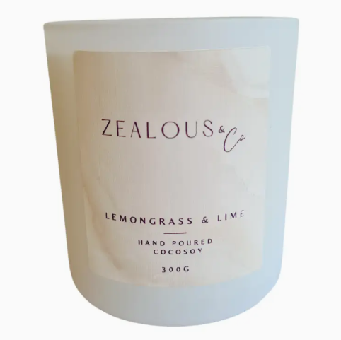 Zealous & Co Lemongrass & Lime Candle - 300g