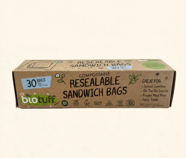 Biotuff Resealable Sandwich ZipLock Bags- Small