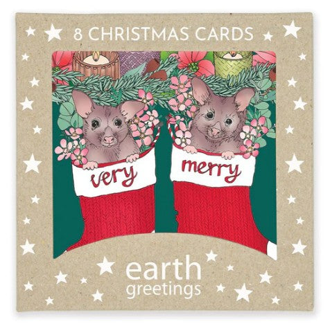 Earth Greetings 8pk Gift Cards Merry Possums